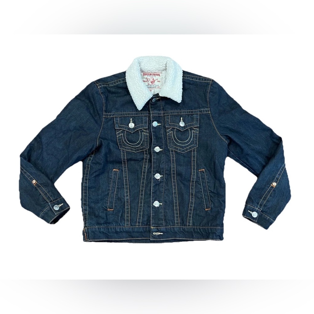 Vintage True Religion Trucker Jean Jacket Jimmy Sherpa Lined Womens Large Y2K